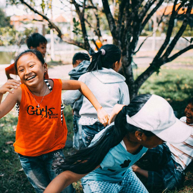 Group of children playing and laughing